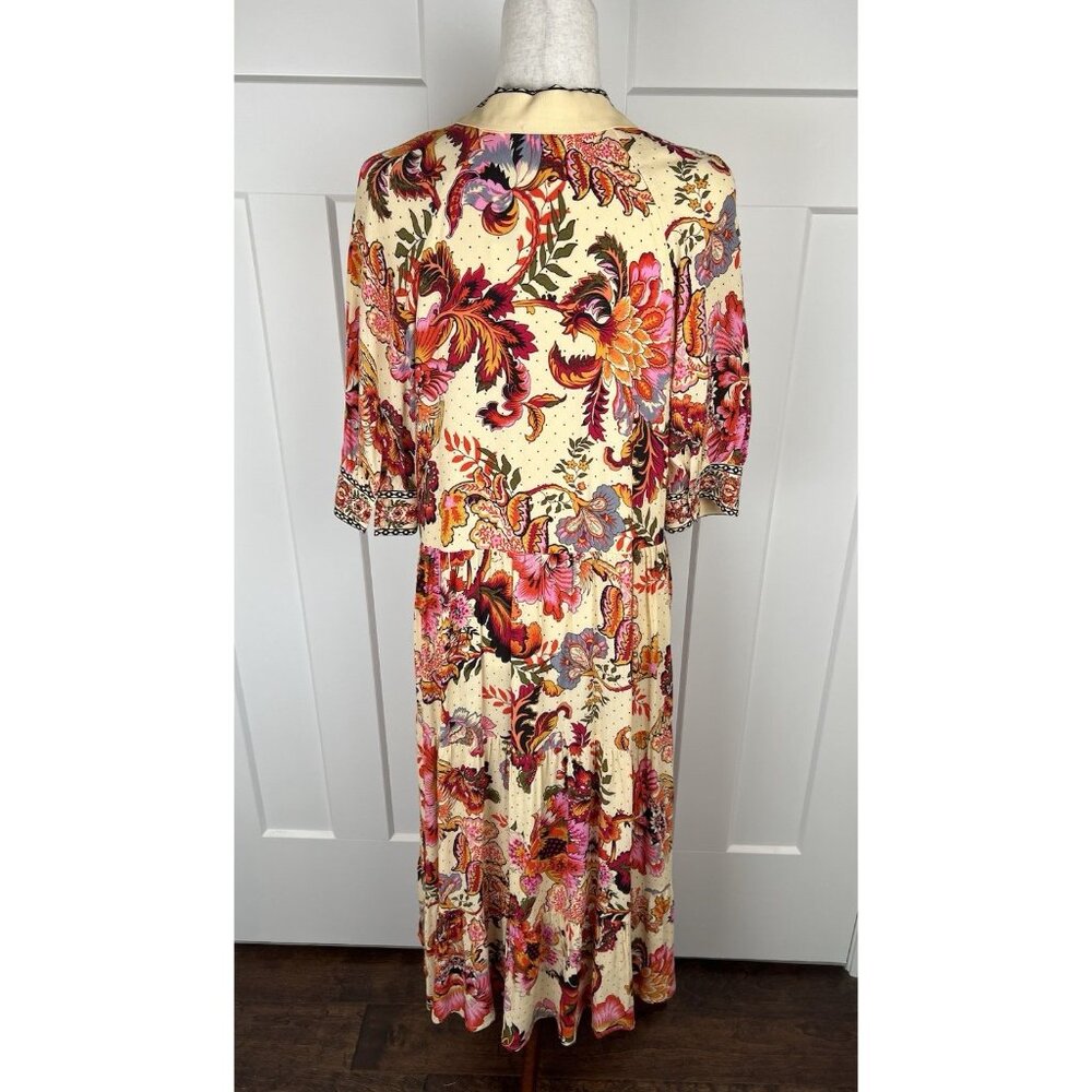 A Loves A Midi Dress M NWT Floral Boho Tiered Oversized Collared Button Front - Picture 8 of 15